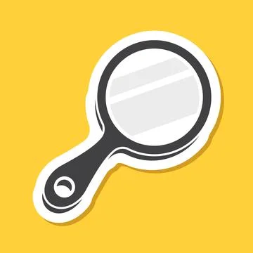 Mirror sticker icon in flat style. Hand mirror glass vector illustration on.. Stock Illustration