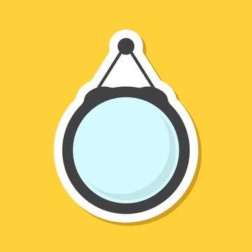 Mirror sticker icon in flat style. Hand mirror glass vector illustration on.. Illustration