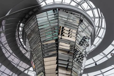 Mirror structure inside the Reichstag dome in Berlin, Germany Stock Photos