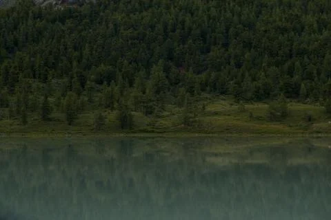 Mirror surface of high mountain lake Akkem Stock Photos