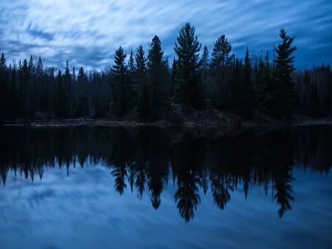 Mirror Surface Lake at Night Stock Footage 80144464