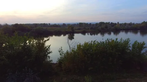 Mirror-like surface of the river Stock Footage 96035126