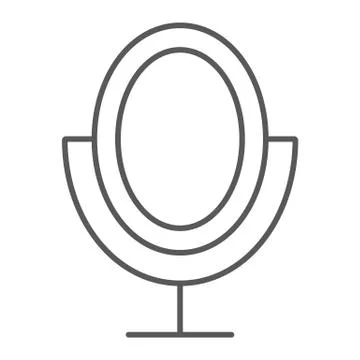 Mirror thin line icon, accessory and beauty, glass Stock Illustration