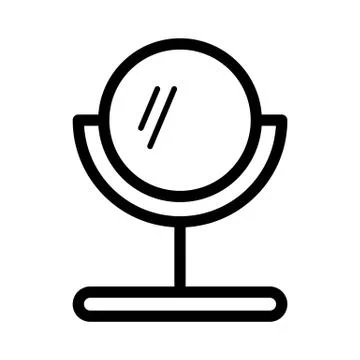 Mirror vector icon. Black and white table make-up mirror illustration. Outline Stock Illustration