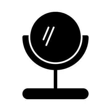 Mirror vector icon. Black and white table make-up mirror illustration. Solid Stock Illustration