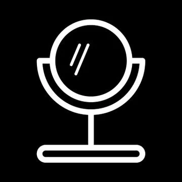 Mirror vector icon. Black and white table make-up mirror illustration. Outline Stock Illustration
