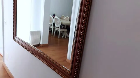 Mirror View of a Modern Table- A Quiet Moment of Style Stock Footage 311911116
