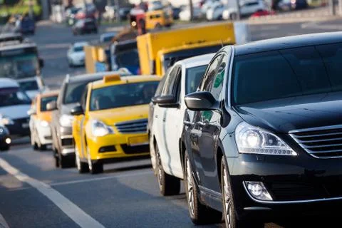 Mirror view of traffic jam Foto stock
