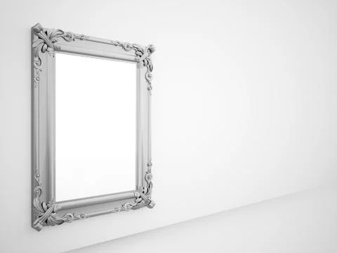 Mirror with vintage silver frame rendered Stock Illustration