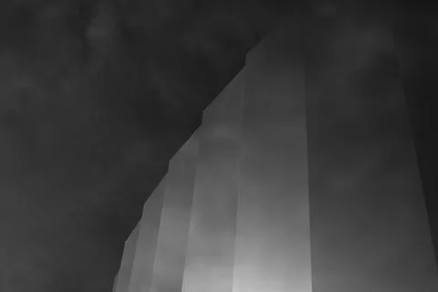 Mirror wall. Rusty surface in the park. Details of the architecture of park o Stock Photos