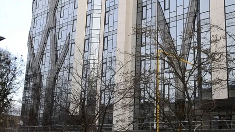 Mirror Wall Of A Skyscraper In The Afternoon Stock Footage 104220785
