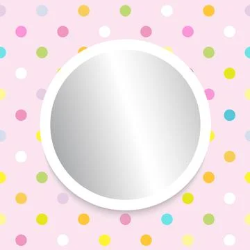 Mirror with white frame on polka dot decorative wall Stock Illustration