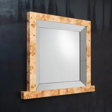 Mirror with wooden frame Stock Photos