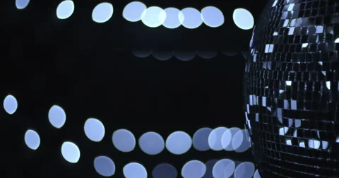 Mirrorball Disco Ball Black Silver Right Side Lights Stock Footage 48813928