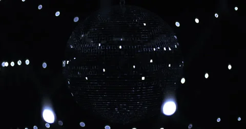 Mirrorball Disco Ball Black Silver Front Lights Stock Footage 48820993
