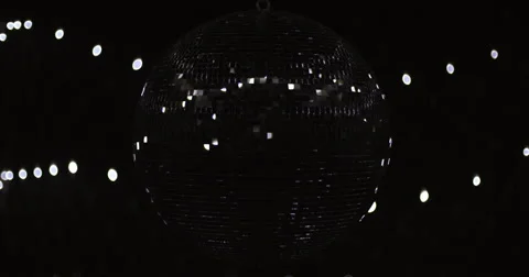 Mirrorball Disco Ball Full Dark Silver Black Lights Stock Footage 48887890