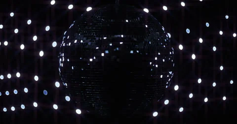 Mirrorball Disco Ball Full Flicker Lights Black Silver Stock Footage 48802619