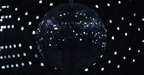 Mirrorball Disco Ball  Full Screen Lights Black Silver Stock Footage 49008558