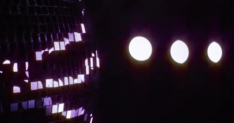 Mirrorball Disco Ball Left Side Violett Sparkle Close Stock Footage 49046559