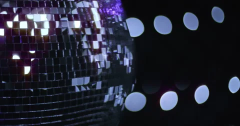 Mirrorball Disco Ball Left Violett Silver Lights Stock Footage 48848498