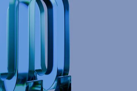 Mirrored Blue Forms Abstract rendering of reflective blue shapes with round.. Stock Illustration