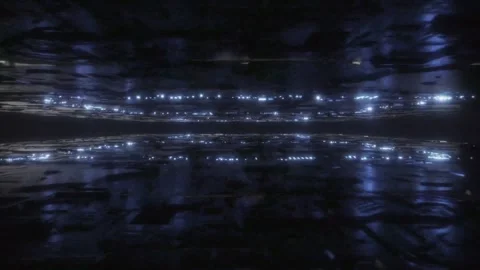 Mirrored field of blue lights stretching to the horizon Stock Footage 346780408