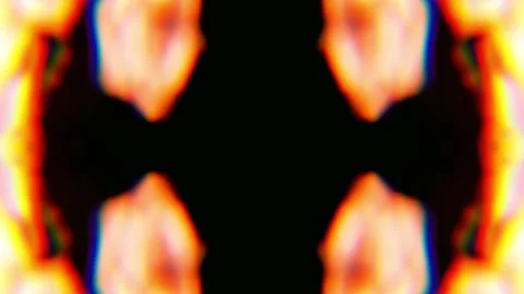 Mirrored Fire Flames on Black Background Kaleidoscope Motion Graphic Stock Footage 347450243