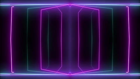Mirrored glowing wall with lines glowing in black background. bright shiny s Stock Footage 247265252
