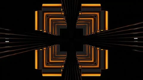 Mirrored Golden Nested Square Frames Forming a Cross Stock Illustration