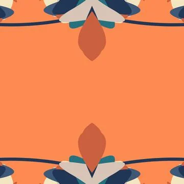 Mirrored ornamental composition in clay red, sunset orange, warm sand, ocean tea Illustrazione stock