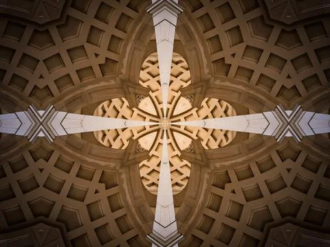 A mirrored pattern made from classical architectural elements for backgrounds Stock Photos