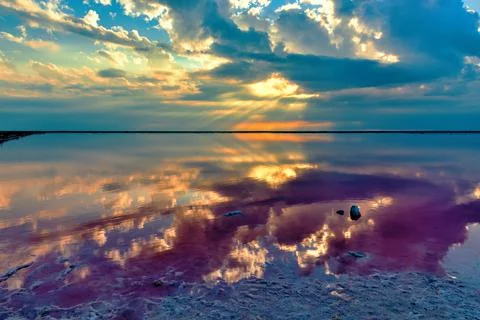 Mirrored, reflected in the water celestial landscape Fotos de archivo