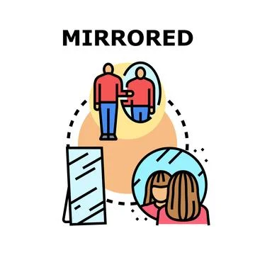 Mirrored reflection concept with people looking Illustrazione stock