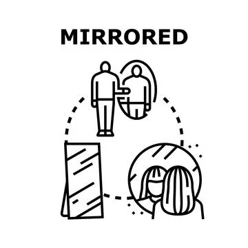Mirrored reflection concept with people looking Stock Illustration