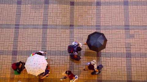 MIRRORED REFLECTION LOOKING DOWN PEDESTRIANS Stock Footage 67009571