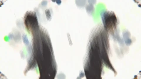 Mirrored silhouettes of dancing men with spotted confetti Stock Footage 346778450