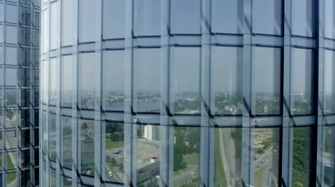 Mirrored skyscraper facade - take off Stock Footage 66687718