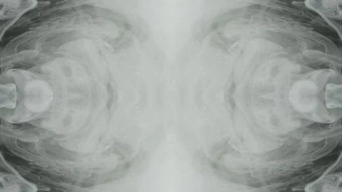 Mirrored smoke swirling in close-up with gray vapor symmetry Stock Footage 338270835