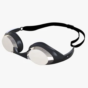 Mirrored Swimmer Glasses Posed 3D Model