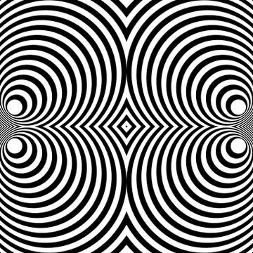 Mirrored symmetrical pattern with concentric circles. Abstract monochrome tex Stock Illustration