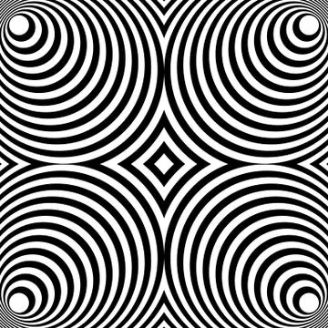 Mirrored symmetrical pattern with concentric circles. Abstract monochrome tex 库存插图