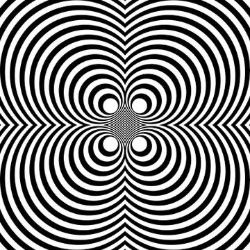 Mirrored symmetrical pattern with concentric circles. Abstract monochrome tex 库存插图