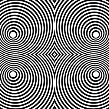 Mirrored symmetrical pattern with concentric circles. Abstract monochrome tex Stock Illustration