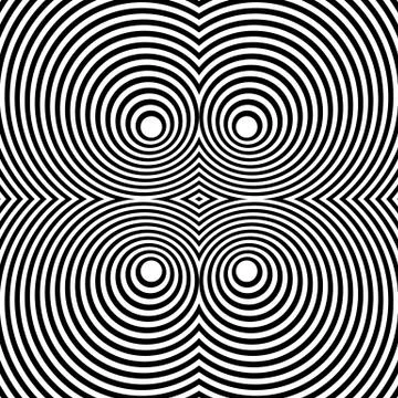 Mirrored symmetrical pattern with concentric circles. Abstract monochrome tex Stock Illustration