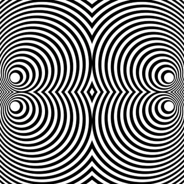 Mirrored symmetrical pattern with concentric circles. Abstract monochrome tex Stock Illustration