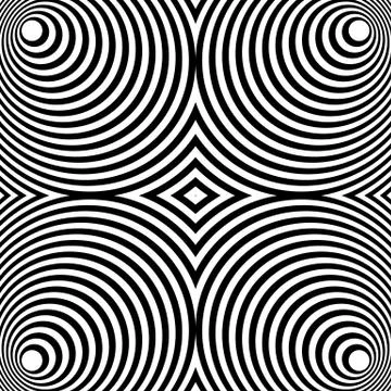 Mirrored symmetrical pattern with concentric circles. Abstract monochrome tex イラスト素材