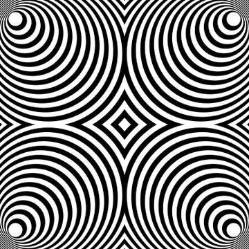 Mirrored symmetrical pattern with concentric circles. Abstract monochrome tex Stock Illustration