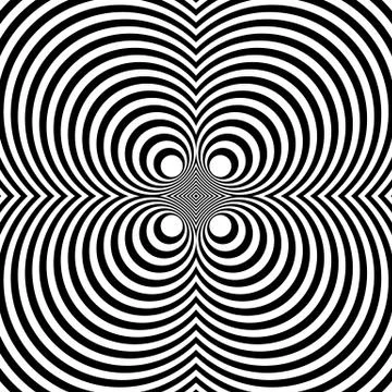Mirrored symmetrical pattern with concentric circles. Abstract monochrome tex Stock Illustration