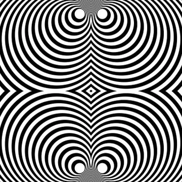 Mirrored symmetrical pattern with concentric circles. Abstract monochrome tex イラスト素材