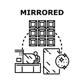 Mirroring manufacturing process and shining reflective surfaces Stock Illustration
